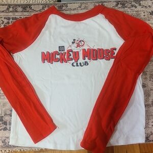 Disney Mickey Mouse Club Red and White Long Sleeve Raglan Tee